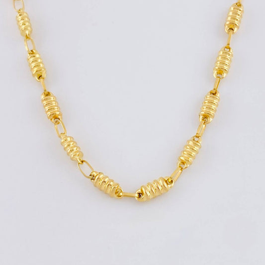Cadena Rustica Barril Rayado 7.4g / 50cm / 3.2mm Oro Amarillo 18K
