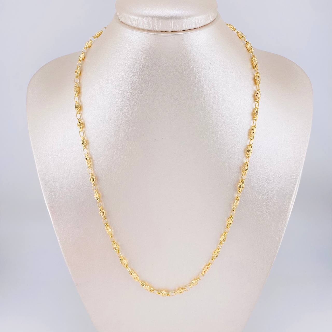 Cadena Rustica Barril Diamantado 12.65g / 50cm / 3.4mm Oro Amarillo 18K