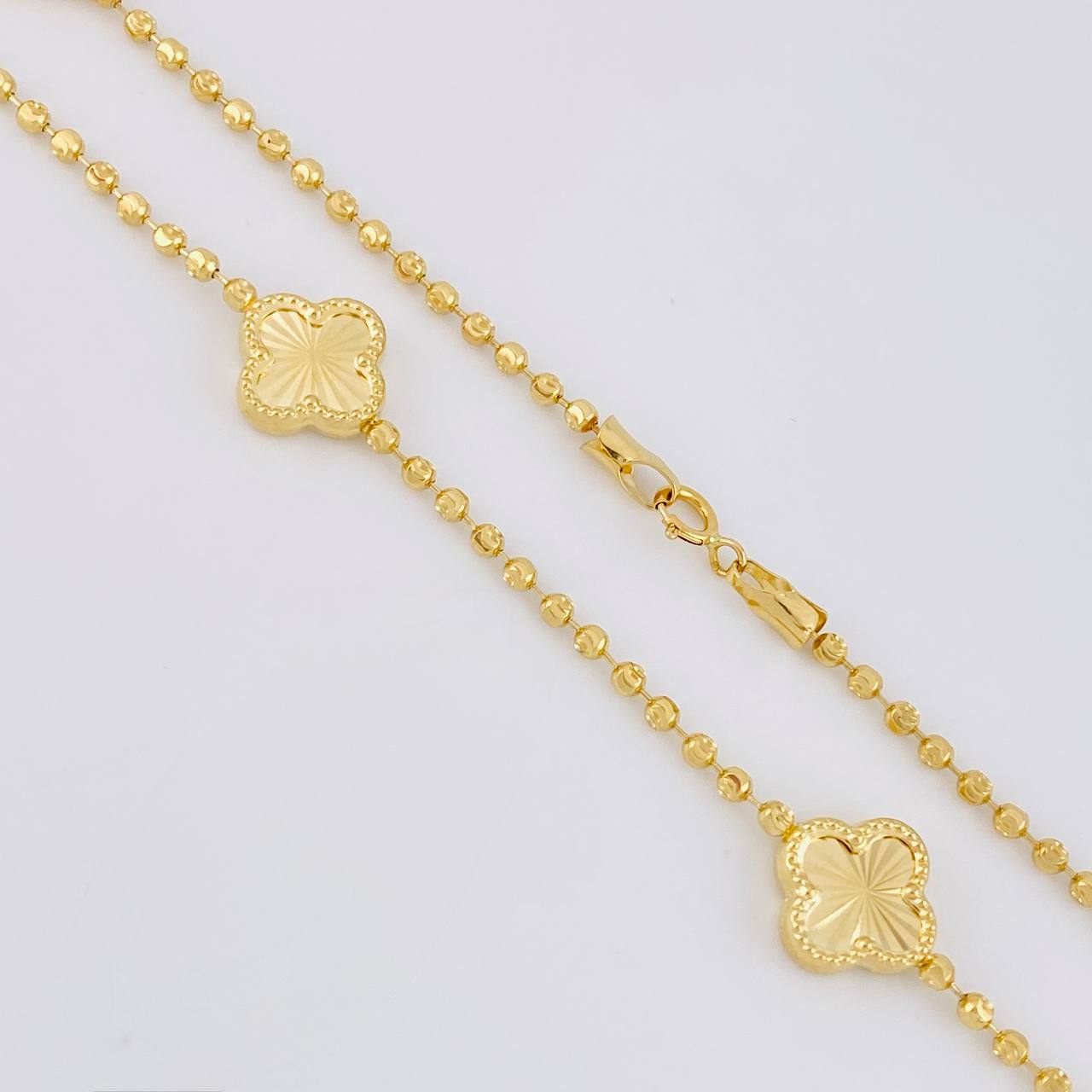 Cadena Militar Trebol Diamantado 8.9g / 40cm / 1.9mm Oro Amarillo 18K