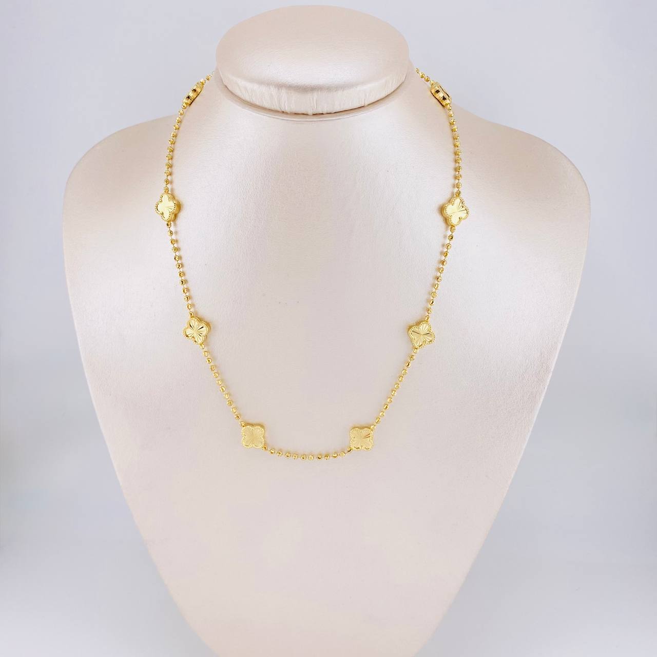 Cadena Militar Trebol Diamantado 8.9g / 40cm / 1.9mm Oro Amarillo 18K