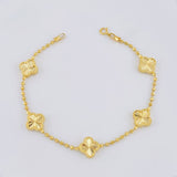Pulso Militar Trebol Diamantado 4.8g / 17.7cm / 1.9mm Oro Amarillo 18K