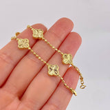 Pulso Militar Trebol Diamantado 4.8g / 17.7cm / 1.9mm Oro Amarillo 18K