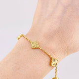 Pulso Militar Trebol Diamantado 4.7g / 17.2cm / 1.9mm Oro Amarillo 18K