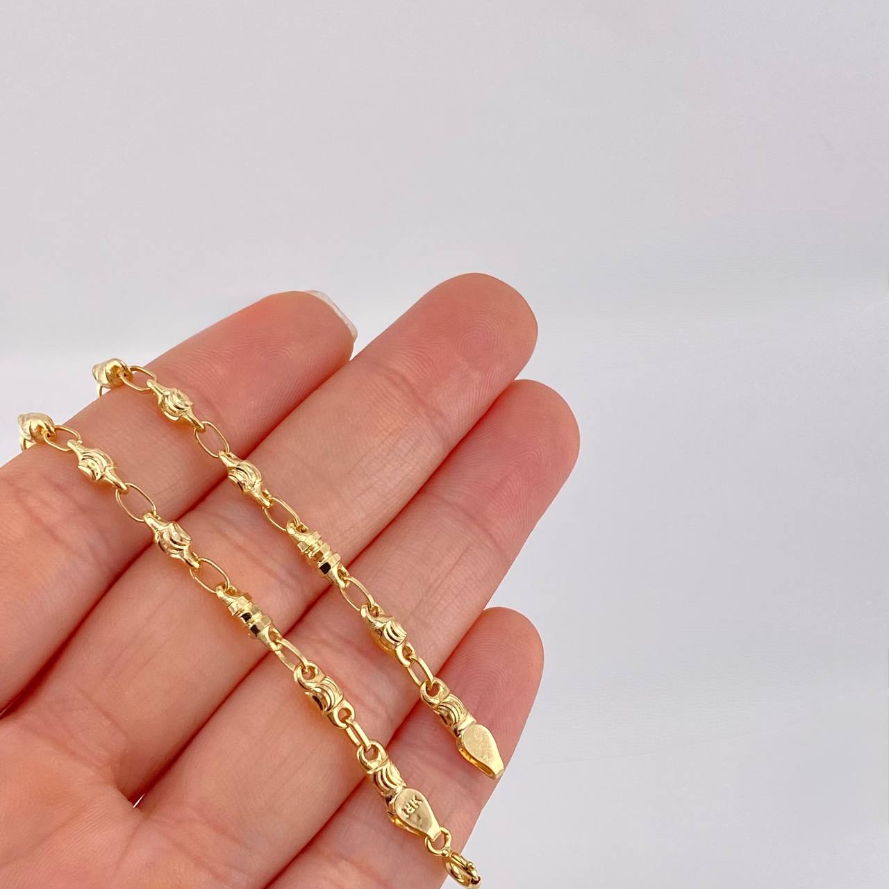 Pulso Rustico Barril Diamantado 5.35g / 20.7cm / 3.2mm Oro Amarillo 18K
