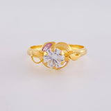 Anillo Solitario Flor De Cristal 1.7 g / T8 Oro Amarillo 18K