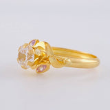 Anillo Solitario Flor De Cristal 1.7 g / T8 Oro Amarillo 18K