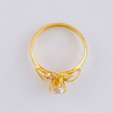 Anillo Solitario Flor De Cristal 1.7 g / T8 Oro Amarillo 18K