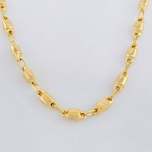 Cadena Rustica Barril 7.3g / 50cm / 3.2mm Oro Amarillo 18K