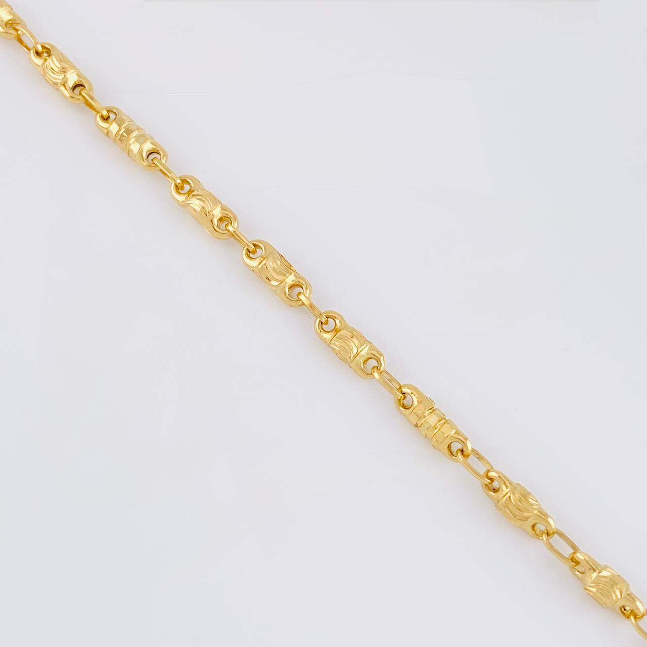Tobillera Rustico Barril Diamantado 7.5g / 27.3cm / 3.2mm Oro Amarillo 18K