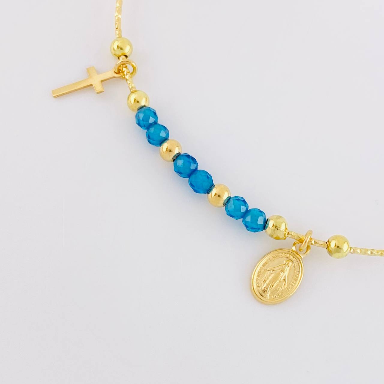 Pulso Aro Diamantado Virgen Milagrosa 3.35g / 18cm / 0.9mm Oro Amarillo 18K