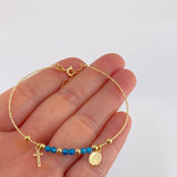 Pulso Aro Diamantado Virgen Milagrosa 3.35g / 18cm / 0.9mm Oro Amarillo 18K
