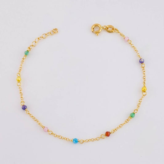 Pulso Modulable Aro Seguido Chispas Arcoiris 1.1g / 16.1cm - 14.3cm / 1.3mm Oro Amarillo 18K