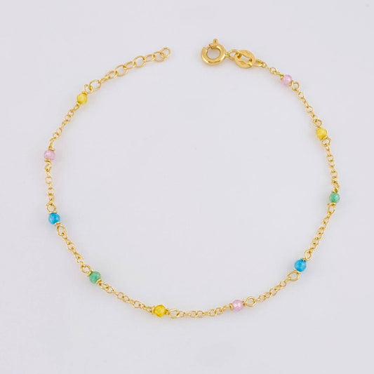 Pulso Modulable Aro Seguido Chispas Arcoiris 1.05g / 16.2cm - 14.5cm / 1.3mm Oro Amarillo 18K