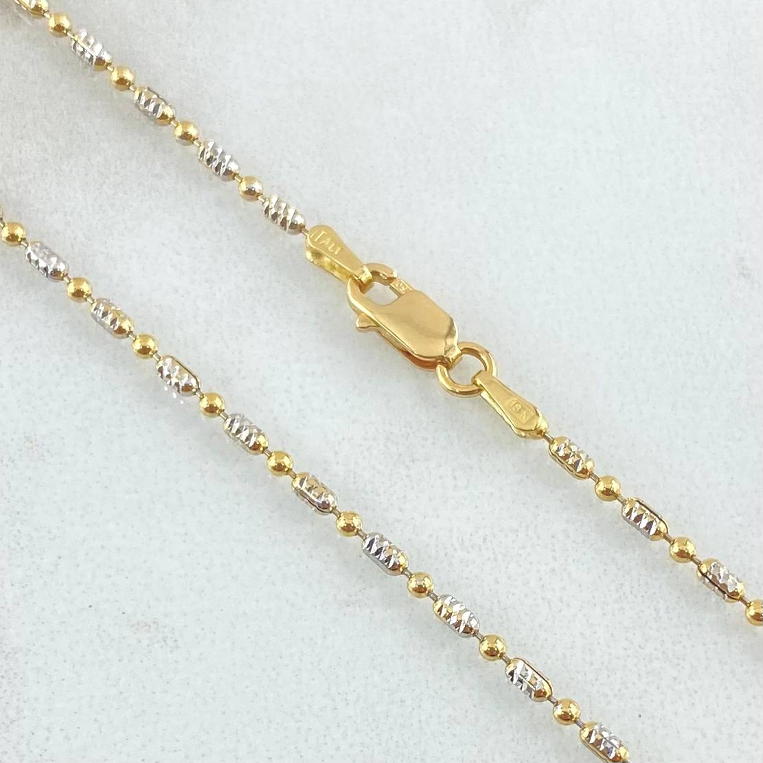 Cadena Morse 6.1gr / 60cm / Dos Oros Amarillo Blanco +3 18K *