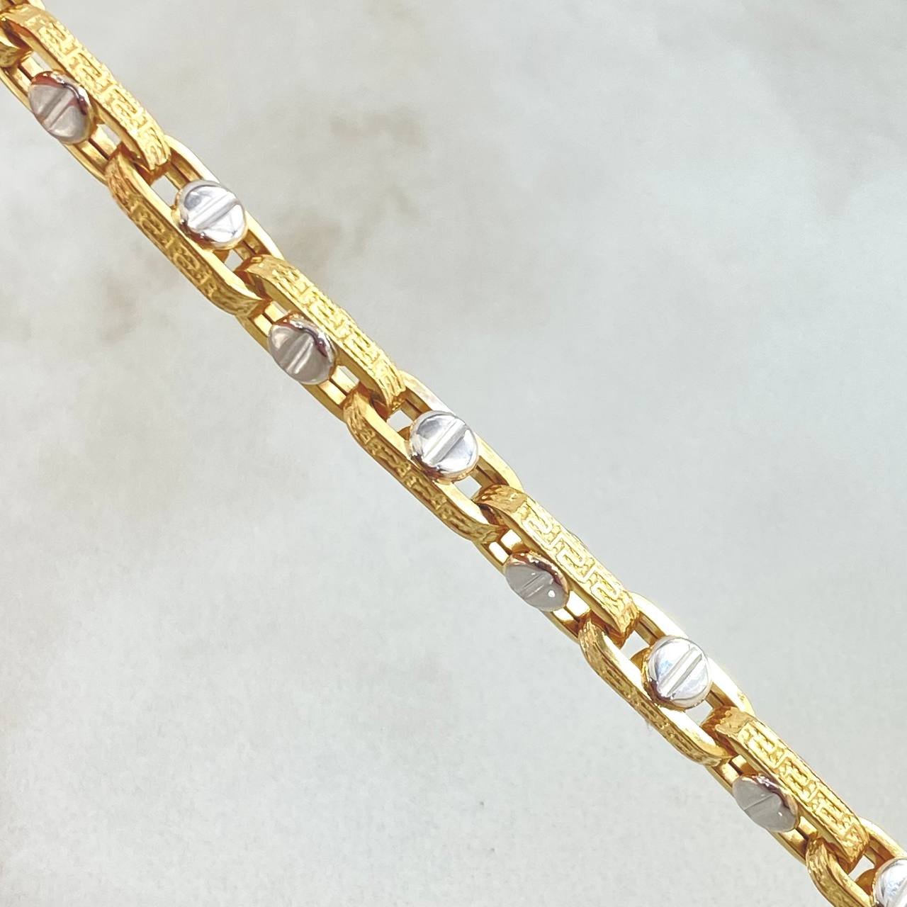 Cadena Click Tornillo Tribal 18.9gr / 60cm / Dos Oros Amarillo Blanco +4 18K