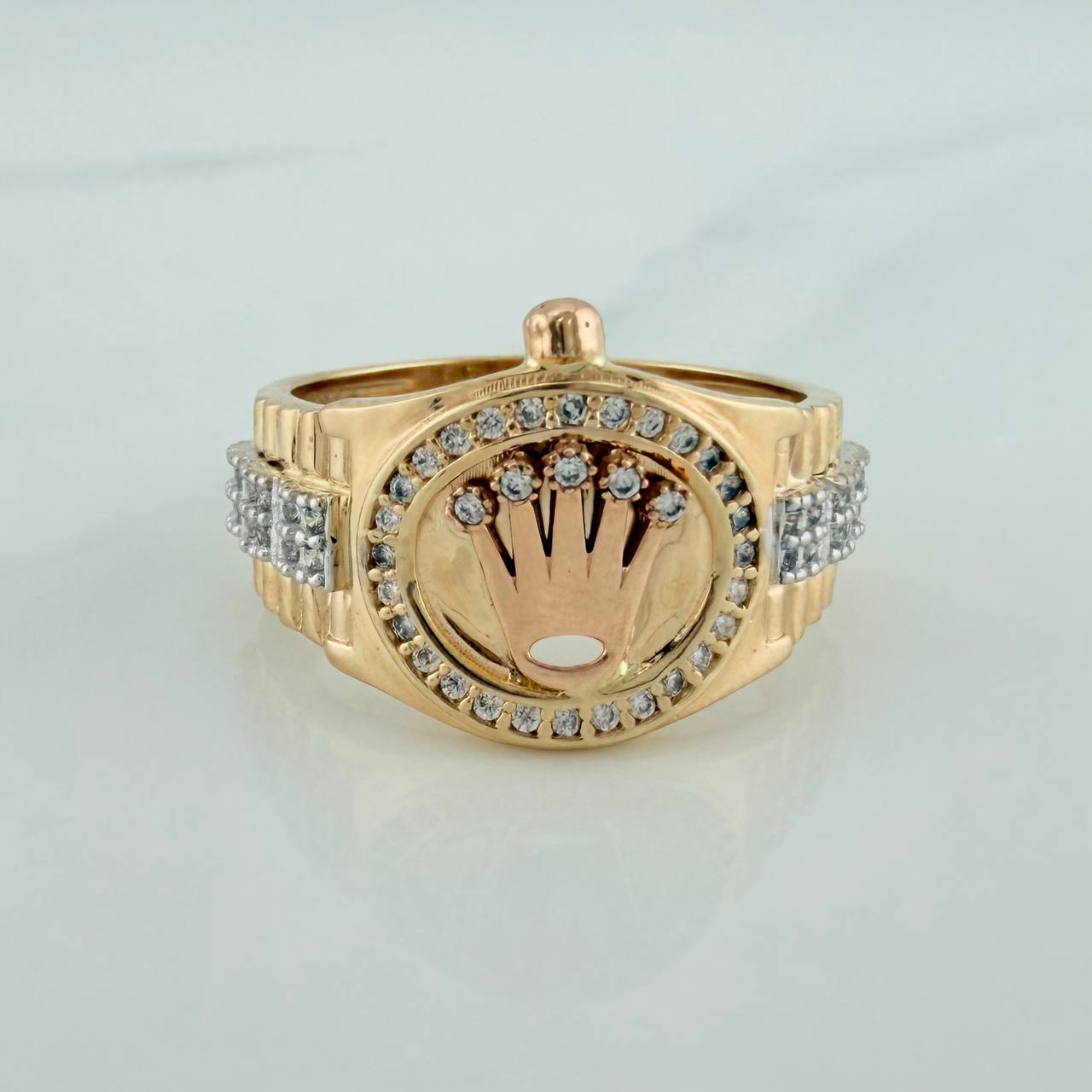 Anillo Correa Corona 6.5gr / T8 3/4 / Tres Oros 18K %