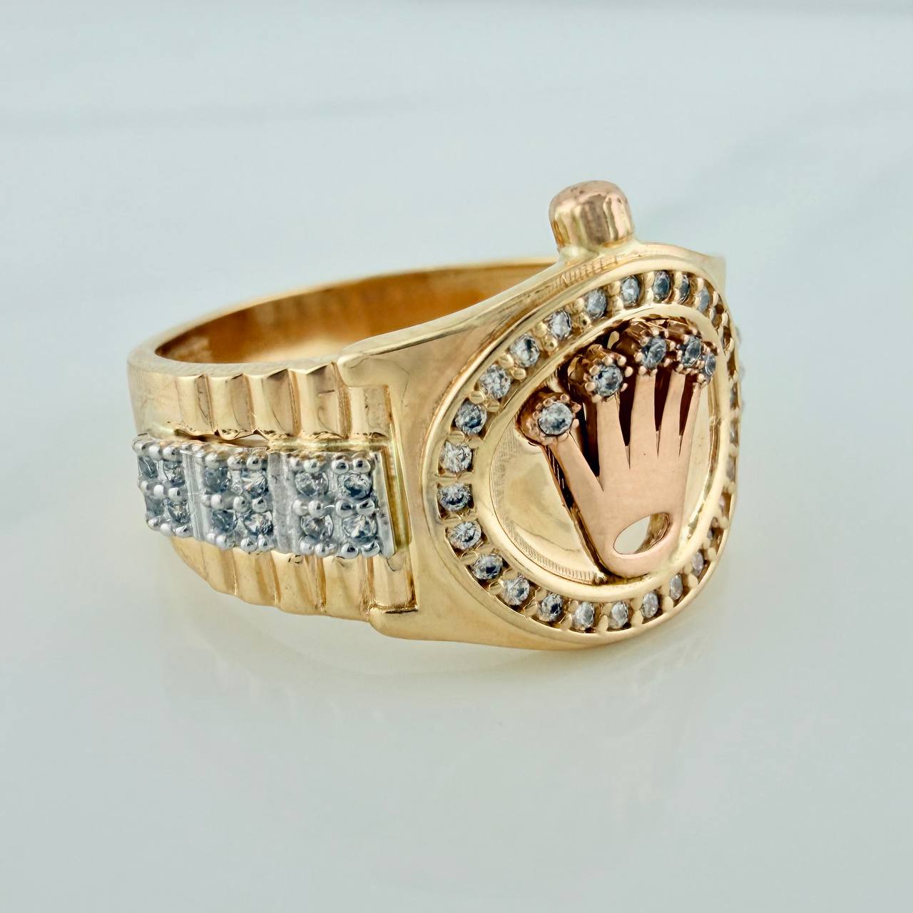 Anillo Correa Corona 6.5gr / T8 3/4 / Tres Oros 18K %