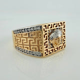Anillo Medusa Tribal 8.1gr / T10 / Dos Oros Amarillo Blanco 18K %