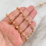 Rosario Virgen Milagrosa 17.75gr / 60cm / 5mm Bolas Diamantadas-Circones Blancos Oro Rosa *
