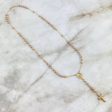 Rosario Virgen Milagrosa 13.6gr / 60cm / 5mm Bolas Diamantadas Tres Oros