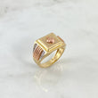 Anillo Sello Sagrado Corazón 8.7gr / T11 / Circones Blancos Tres Oros