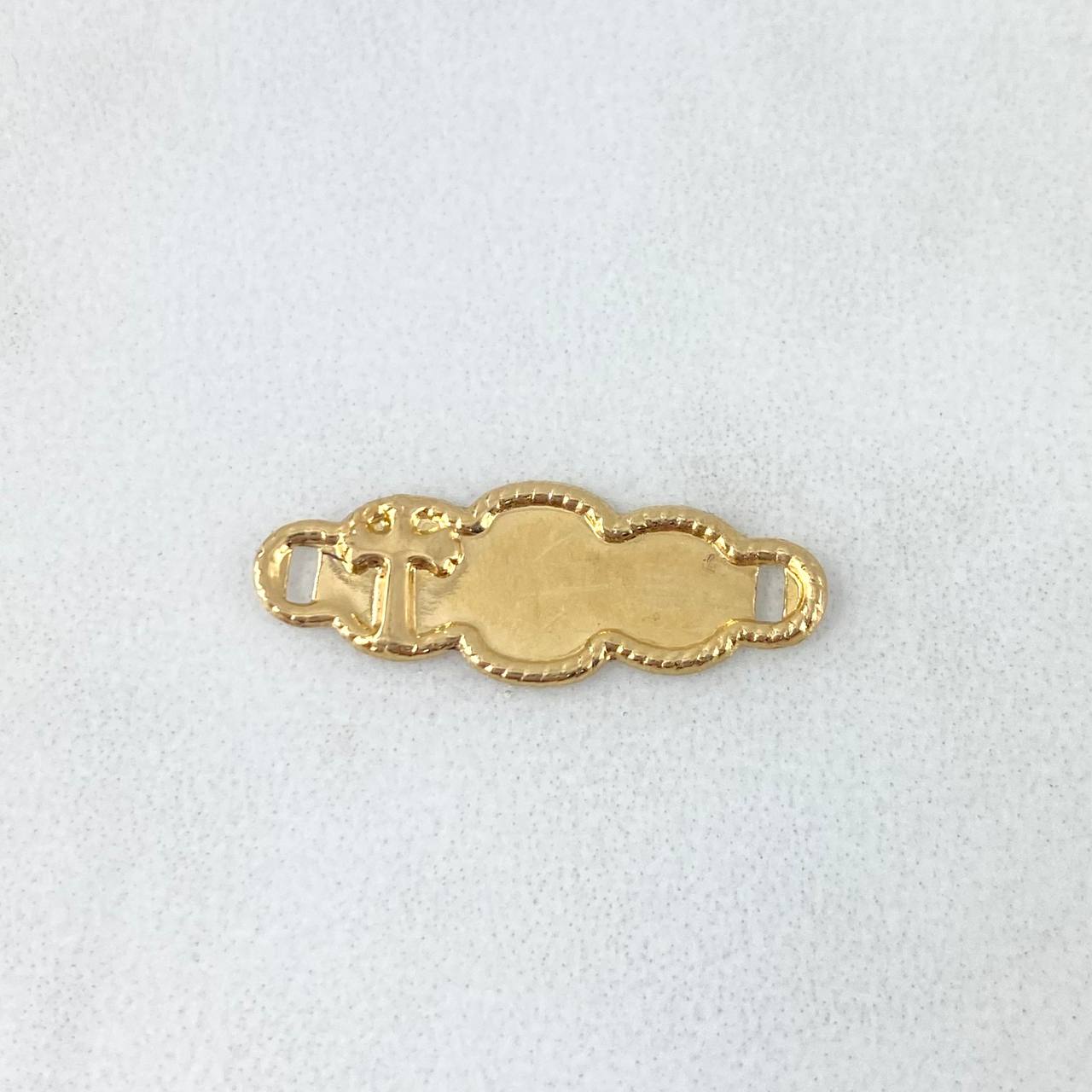 Herraje Nube Cruz 0.6gr / 2.2cm / Bordes Punteados Oro Amarillo
