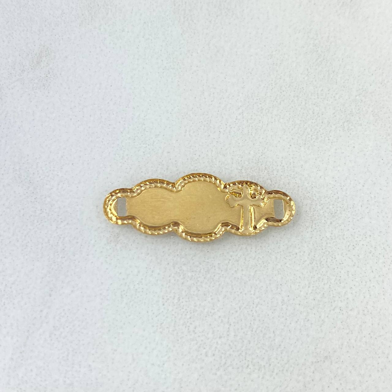 Herraje Nube Cruz 0.6gr / 2.2cm / Bordes Punteados Oro Amarillo