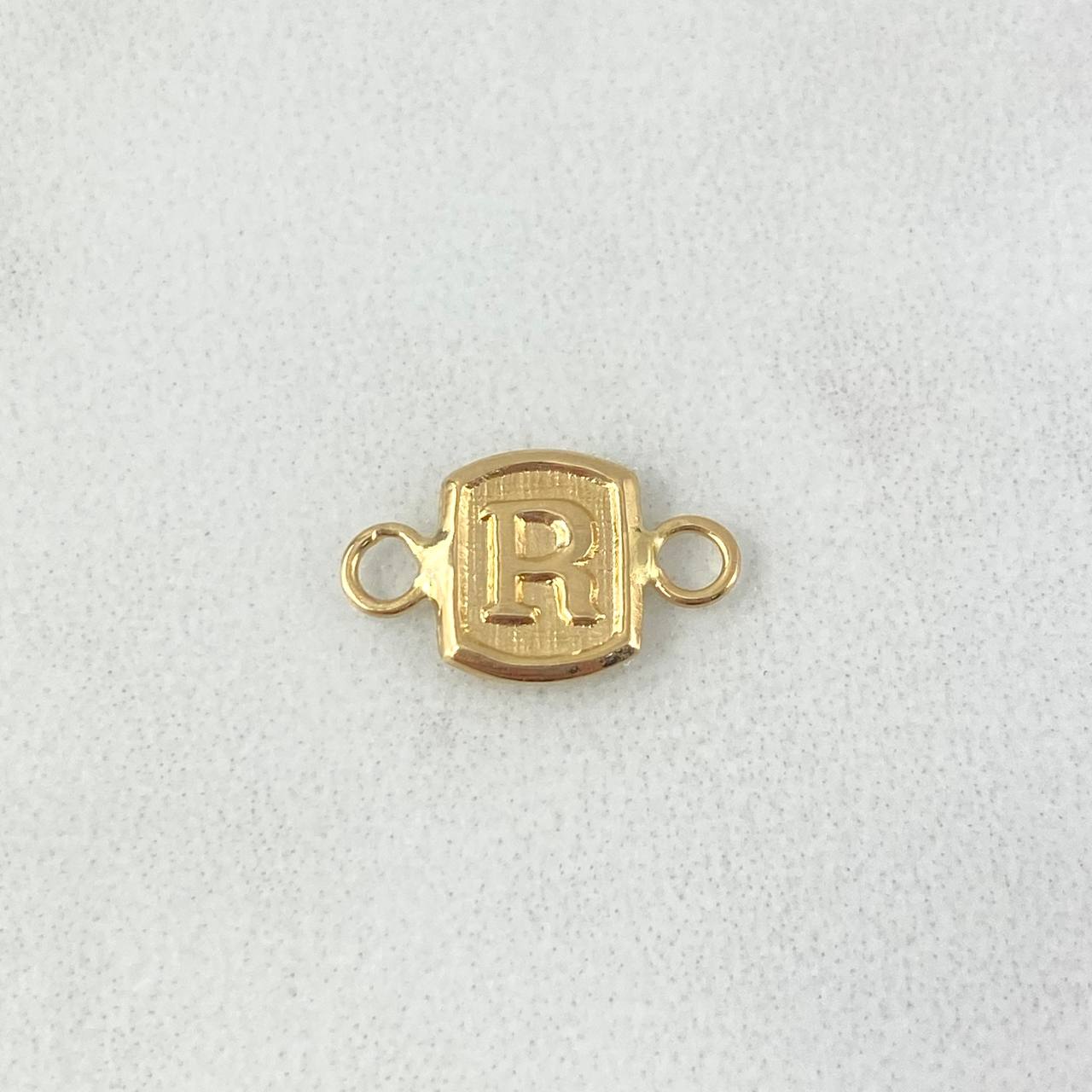Herraje Letra R 0.35gr / 1.3cm / Marco Cuadrado Oro Amarillo