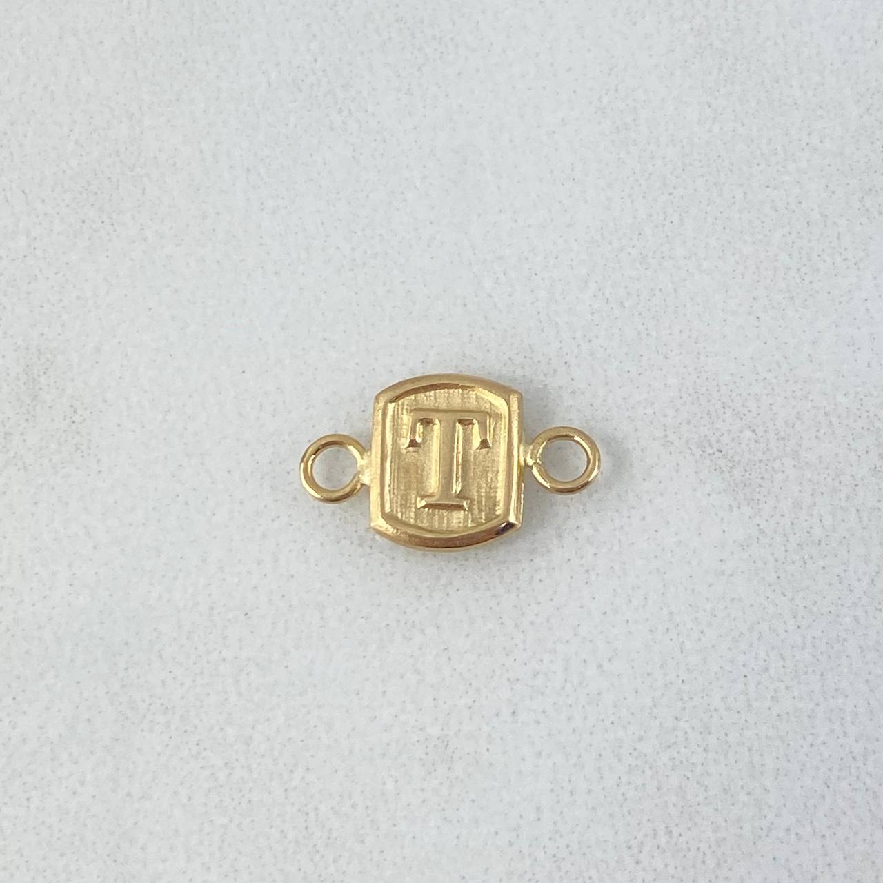 Herraje Letra T 0.3gr / 1.3cm / Marco Cuadrado Oro Amarillo