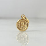 Dije Letra P 0.4gr / 1.5cm / Circulo Texturizado Oro Amarillo