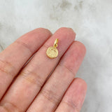 Dije Letra T 0.4gr / 1.5cm / Circulo Texturizado Oro Amarillo