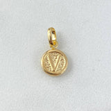 Dije Letra V 0.4gr / 1.5cm / Circulo Texturizado Oro Amarillo