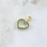 Dije Silueta Corazón Doble Faz 1.55gr / 2cm / Circones Blancos Verdes Oro Amarillo 18K