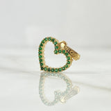 Dije Silueta Corazón Doble Faz 1.55gr / 2cm / Circones Blancos Verdes Oro Amarillo 18K