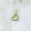 Dije Silueta Corazón Doble Faz 1.35gr / 2cm / Circones Blancos Verdes Oro Amarillo 18K
