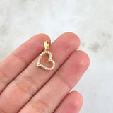 Dije Silueta Corazón Doble Faz 1.35gr / 2cm / Circones Blancos Verdes Oro Amarillo 18K