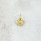 Dije Corazón Corona 0.35gr / 1.1cm / Circones Blancos Oro Amarillo 18K ©