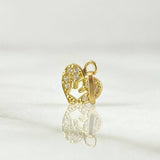 Dije Corazón Corona 0.35gr / 1.1cm / Circones Blancos Oro Amarillo 18K ©