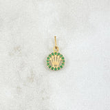 Dije Corona RX 0.35gr / 1.3cm / Circulo - Circones Verdes Oro Amarillo 18K ©