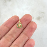 Dije Corona RX 0.35gr / 1.3cm / Circulo - Circones Verdes Oro Amarillo 18K