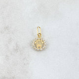 Dije Corona RX 0.35gr / 1.3cm / Circulo - Circones Blancos Oro Amarillo 18K