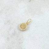 Dije Corona RX 0.35gr / 1.3cm / Circulo - Circones Blancos Oro Amarillo 18K