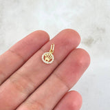 Dije Corona RX 0.4gr / 1.3cm / Circulo - Circones Blancos Oro Amarillo 18K
