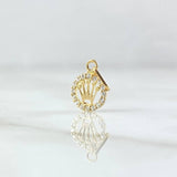 Dije Corona RX 0.35gr / 1.3cm / Circulo - Circones Blancos Oro Amarillo 18K