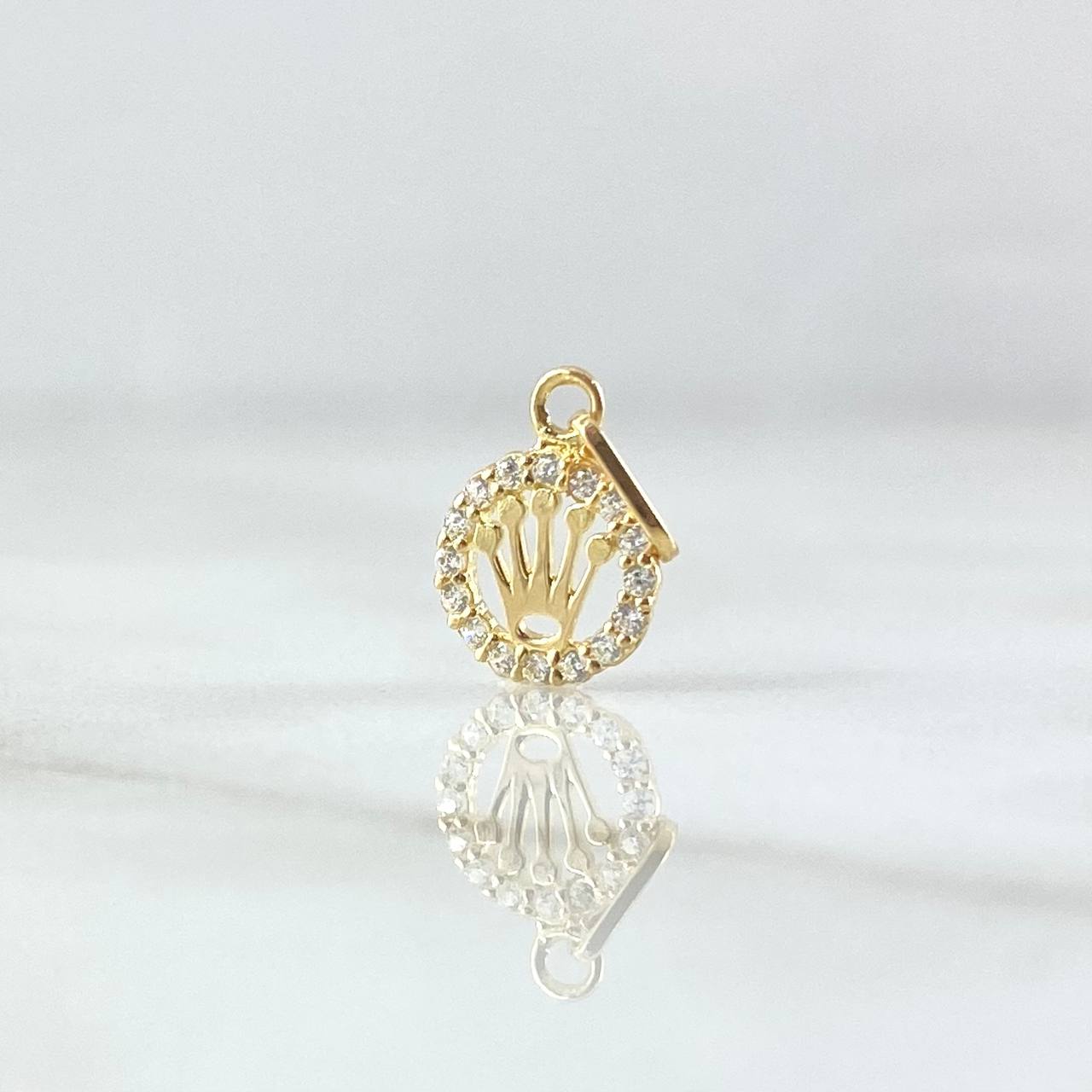 Dije Corona RX 0.4gr / 1.3cm / Circulo - Circones Blancos Oro Amarillo 18K