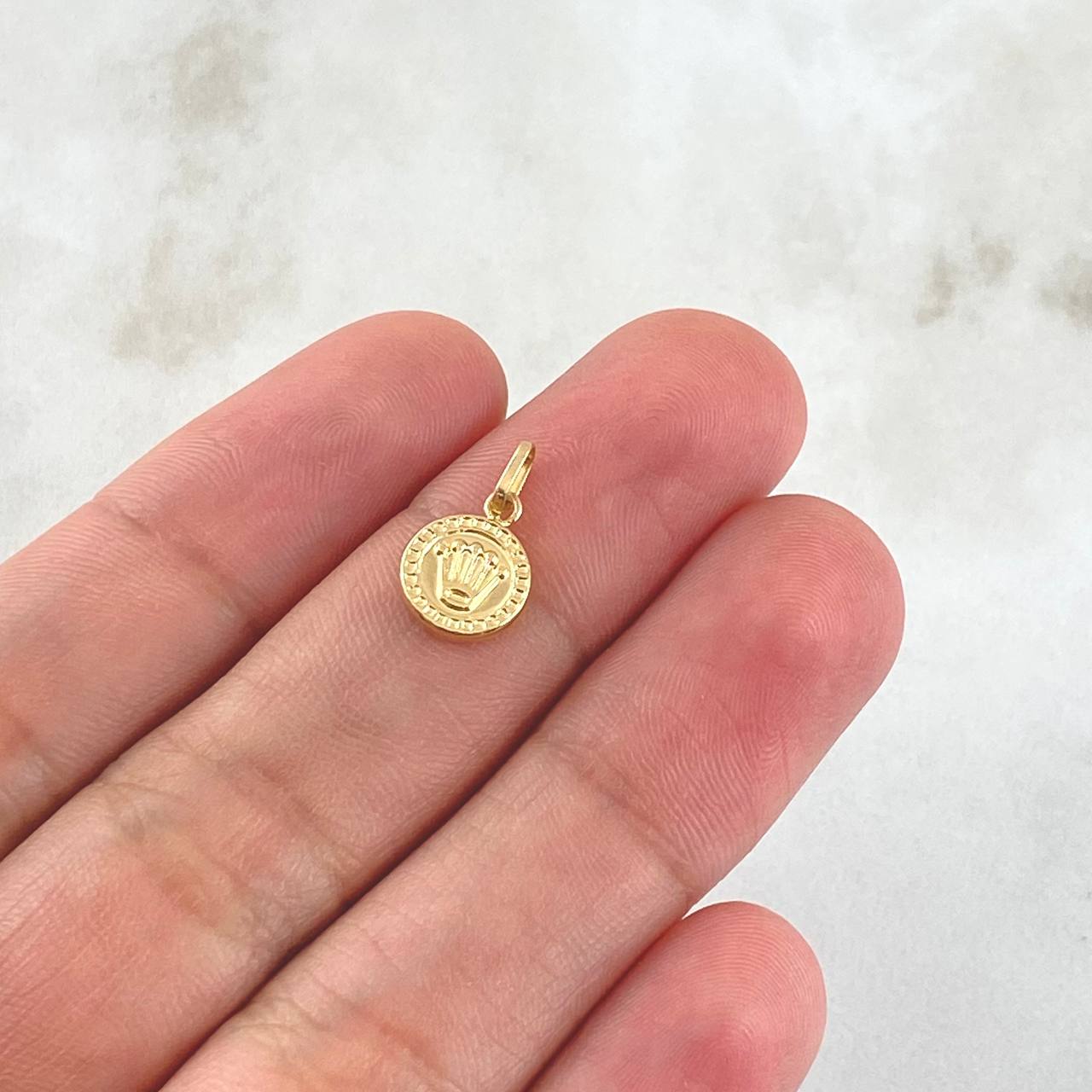 Dije Corona RX Tambor 0.3gr / 1.4cm / Liso Oro Amarillo 18K ©