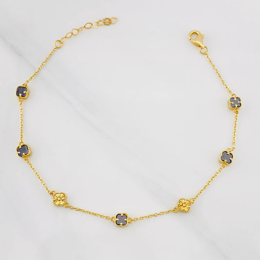 Pulso Aro Seguido Trebol 3.15g / 21cm / 1.12mm Oro Amarillo 18K