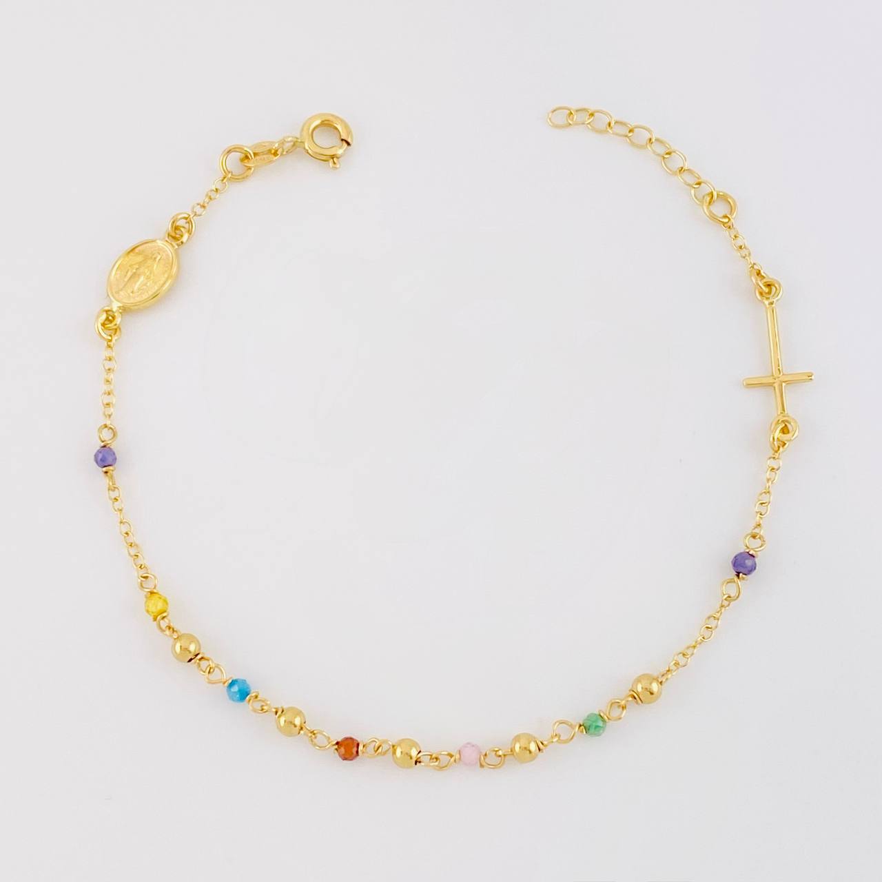 Pulso Modulable Denario Virgen Milagrosa 2g / 17.9cm - 16cm / 2.6mm Oro Amarillo 18K