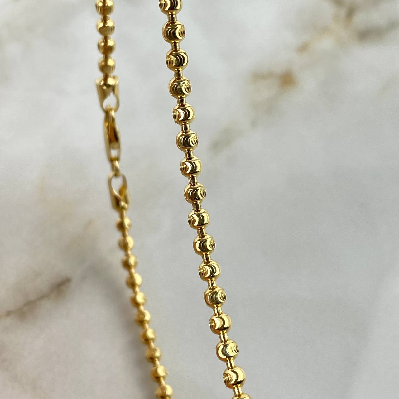 Tobillera Militar Luna 8.95gr / 26cm / 3mm Bolas Diamantadas Oro Amarillo Nac.Esp