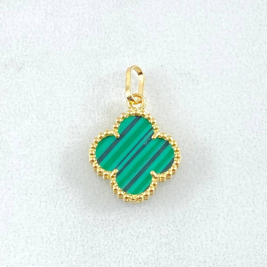 Dije Trébol Verde 1.2gr / 1.8cm / Oro Amarillo Nac.Esp. 18K